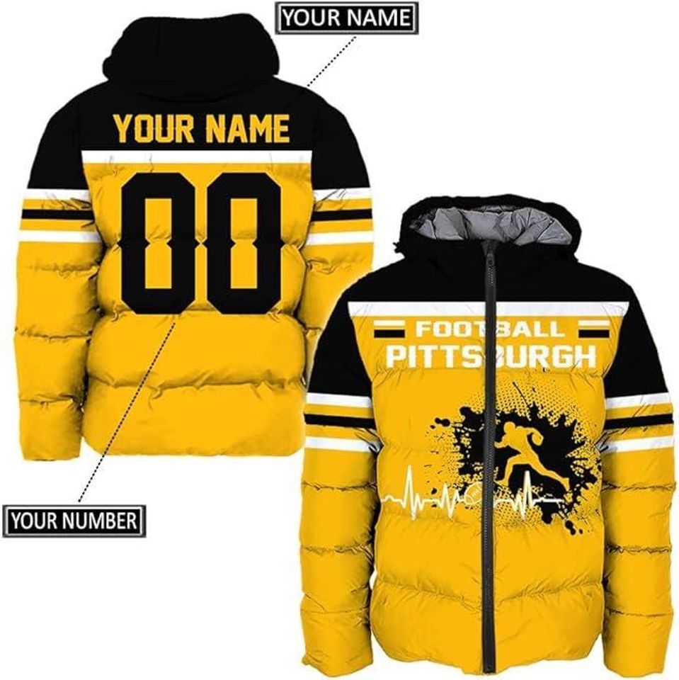 Pittsburgh City Men's American Football Personalized Puffer Jacket