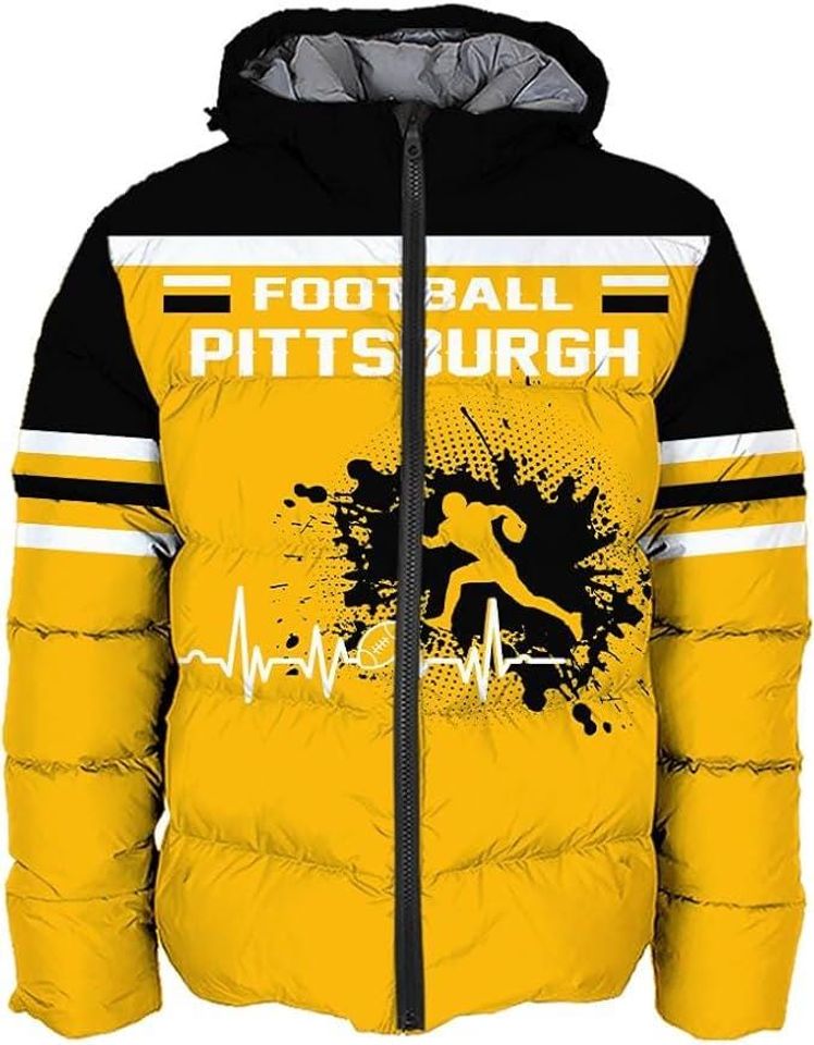 Pittsburgh City Men's American Football Personalized Puffer Jacket