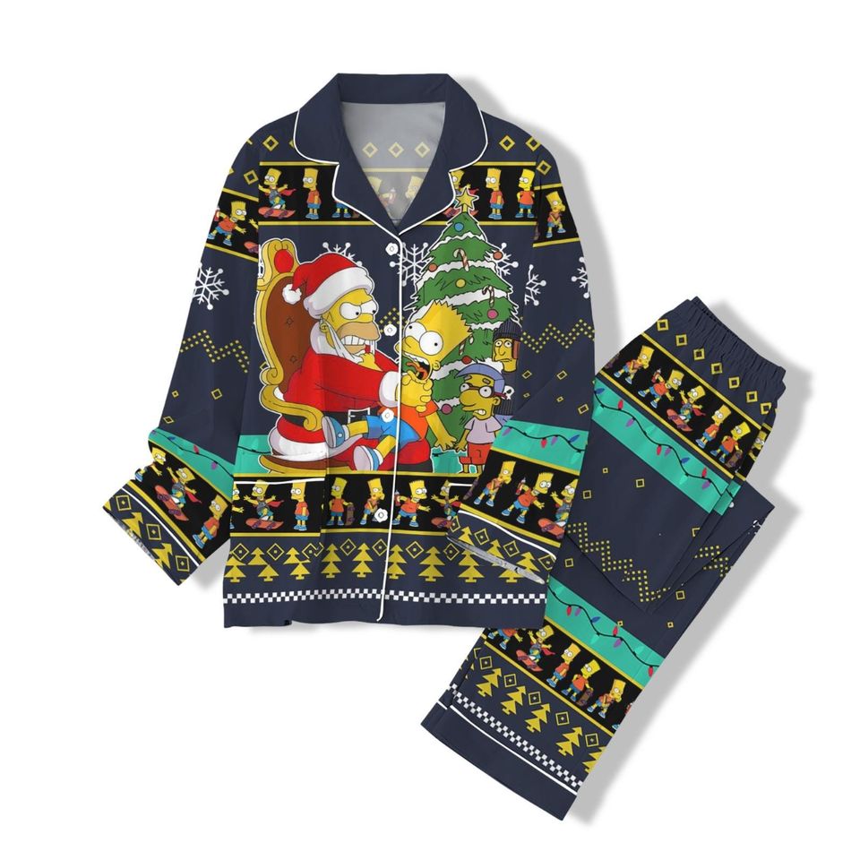 Simpsons Family Christmas 3D Tshirt, Homer Simpson Shirt, Funny Bart Simpson Shirt, Christmas Women Pajama Pants, Family Pajamas Set