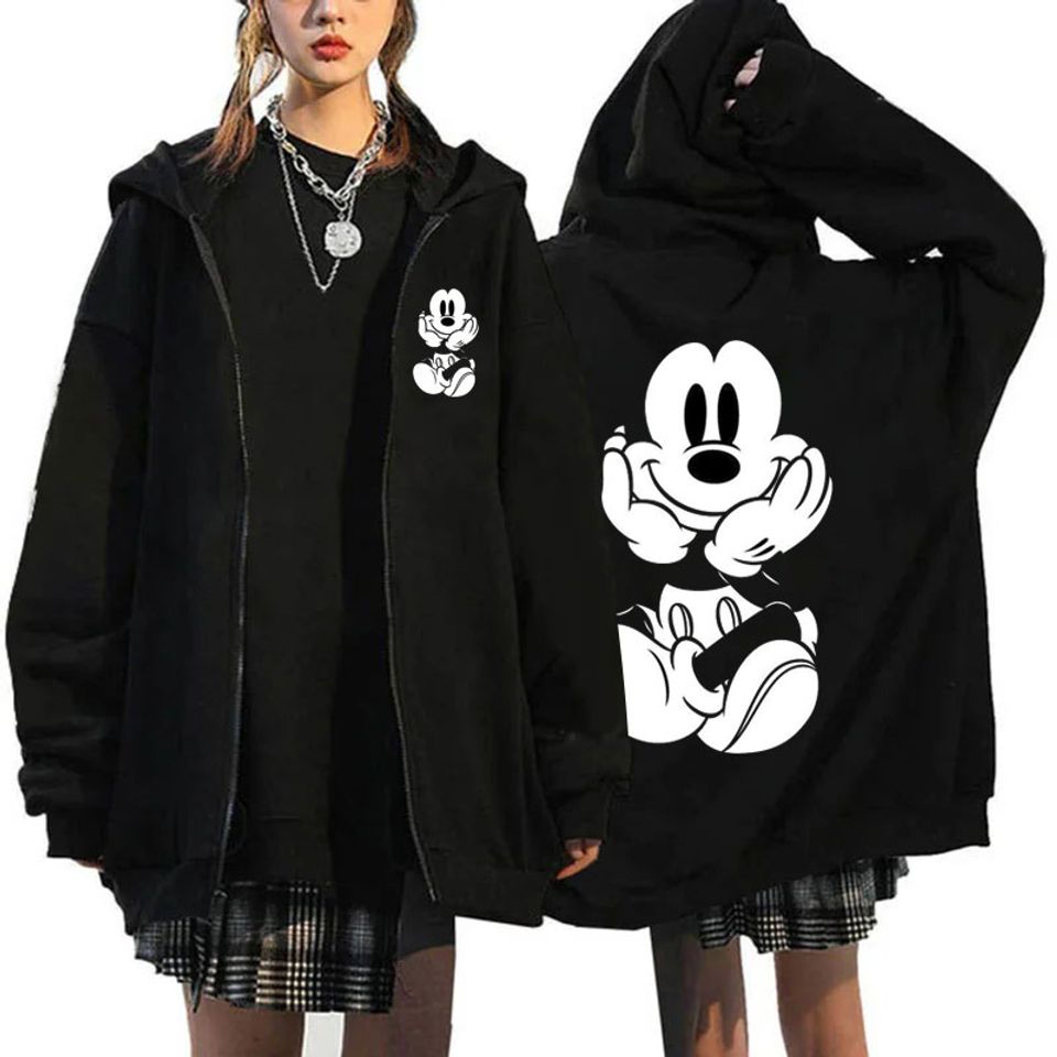 Black Mickey Mouse Men Zipper Hoodie