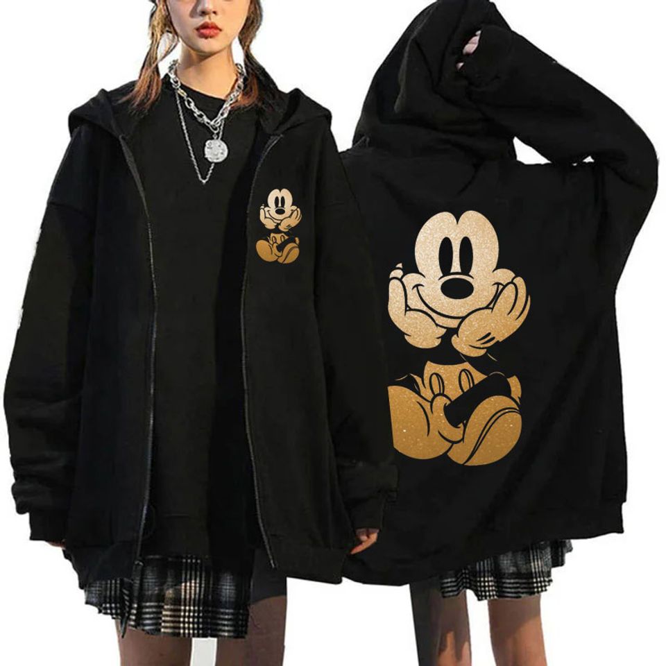 Black Mickey Mouse Men Zipper Hoodie
