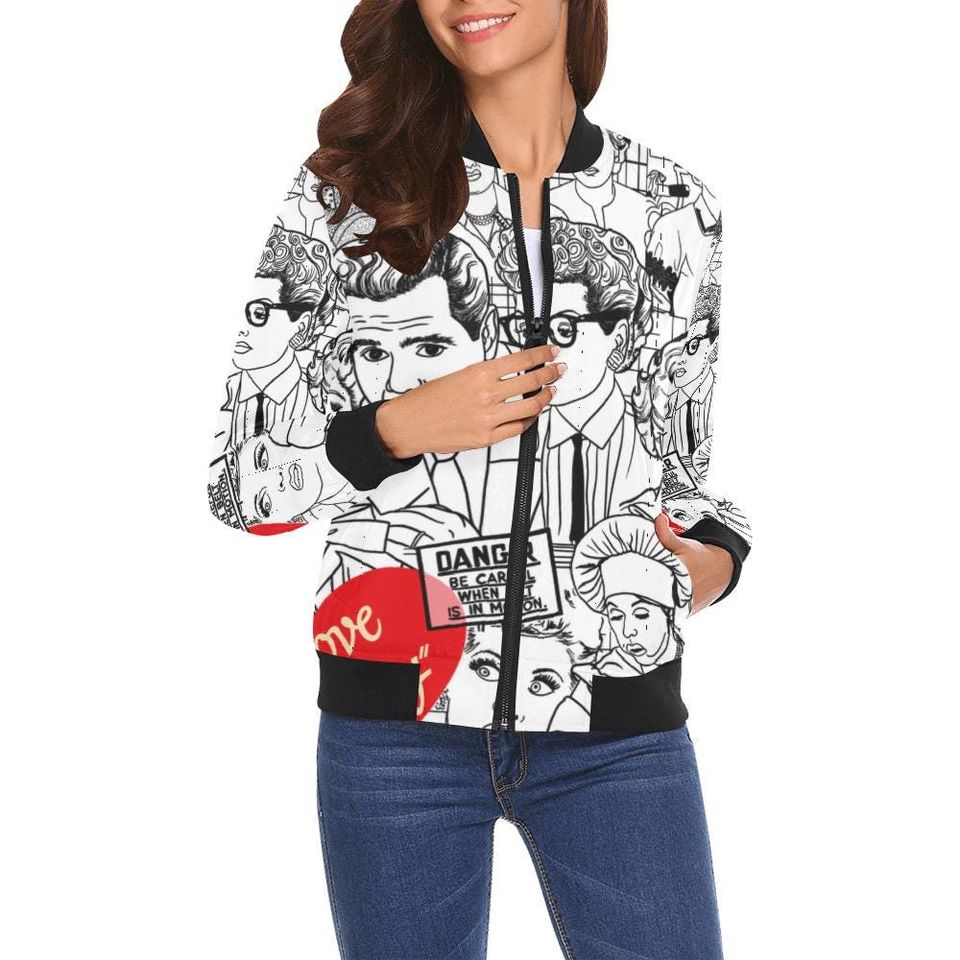 I Love Lucy All Over Print Bomber Jacket