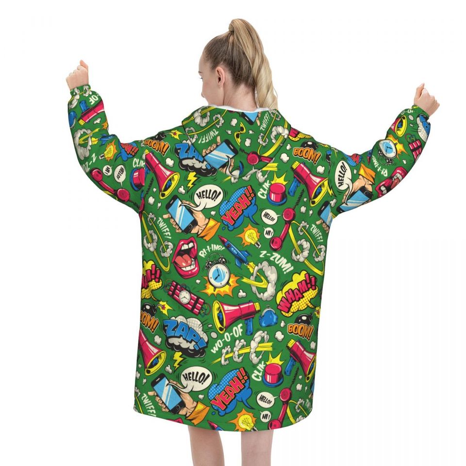 Oversized Classic Pop Comics Art Wearable Blanket