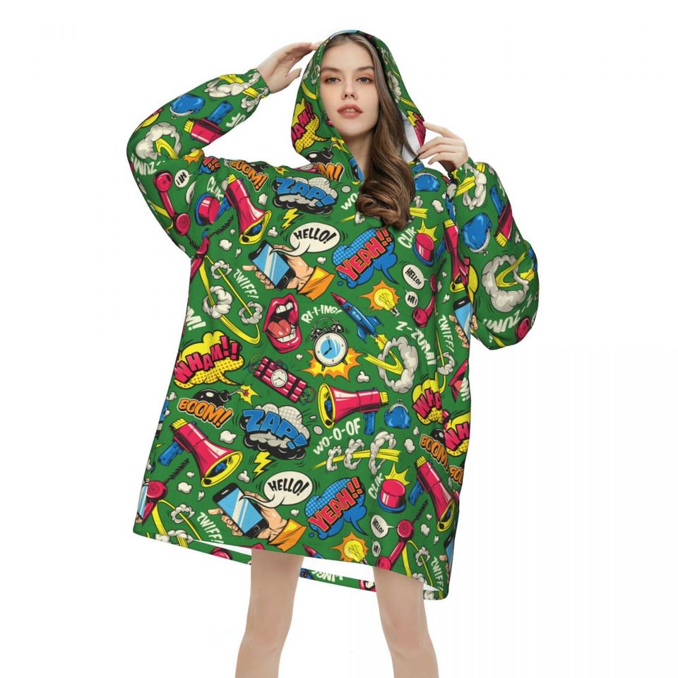 Oversized Classic Pop Comics Art Wearable Blanket