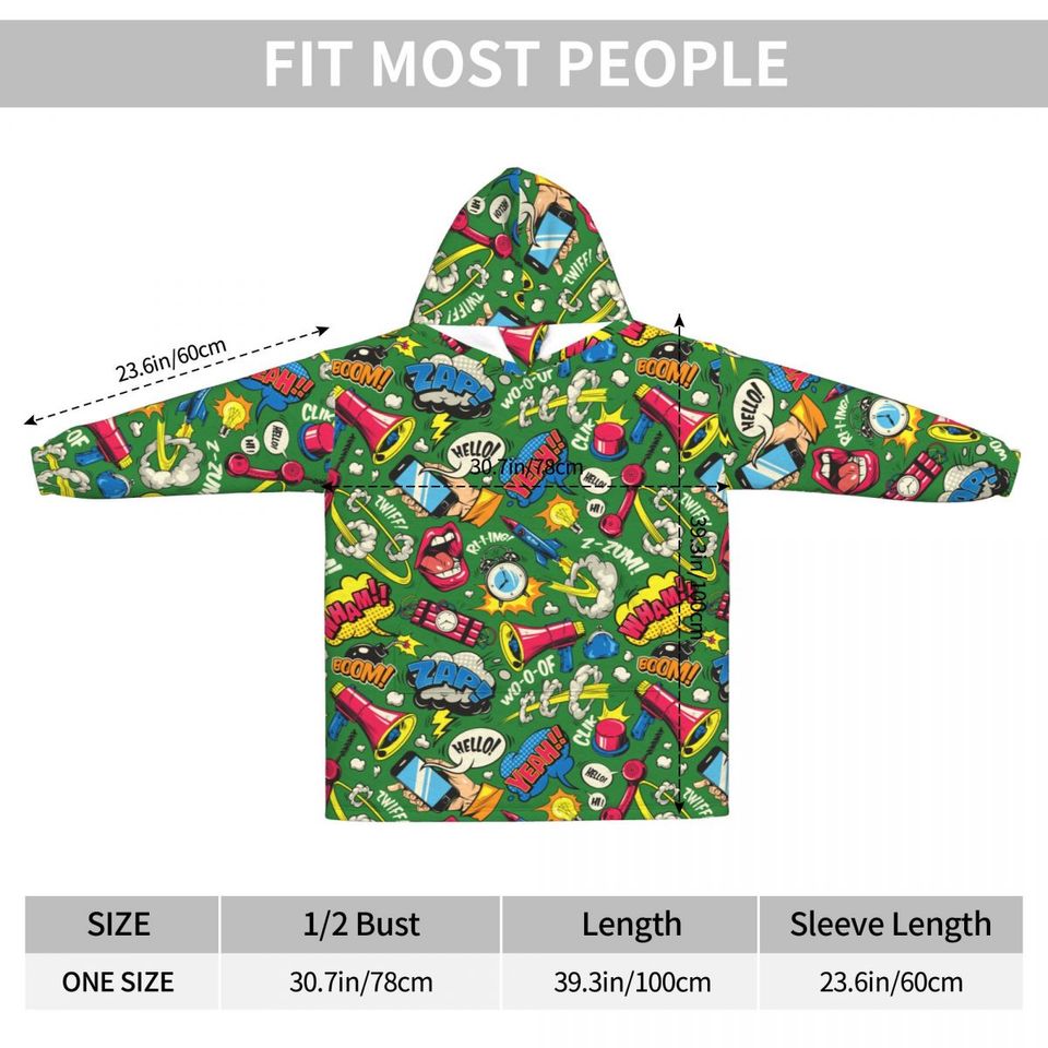 Oversized Classic Pop Comics Art Wearable Blanket