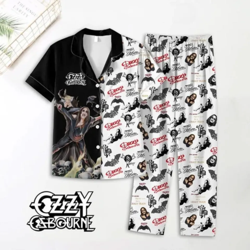 Ozzy Osbourne Crazy Man Bart At The Moon Christmas Polyester Pajamas Set