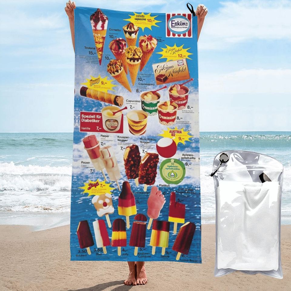 Classic Ice Cream Print Beach Towel Summer New Arrival Microfiber Pool Bath Towel