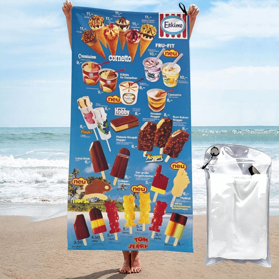 Classic Ice Cream Print Beach Towel Summer New Arrival Microfiber Pool Bath Towel