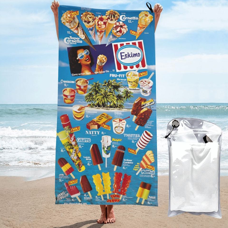Classic Ice Cream Print Beach Towel Summer New Arrival Microfiber Pool Bath Towel