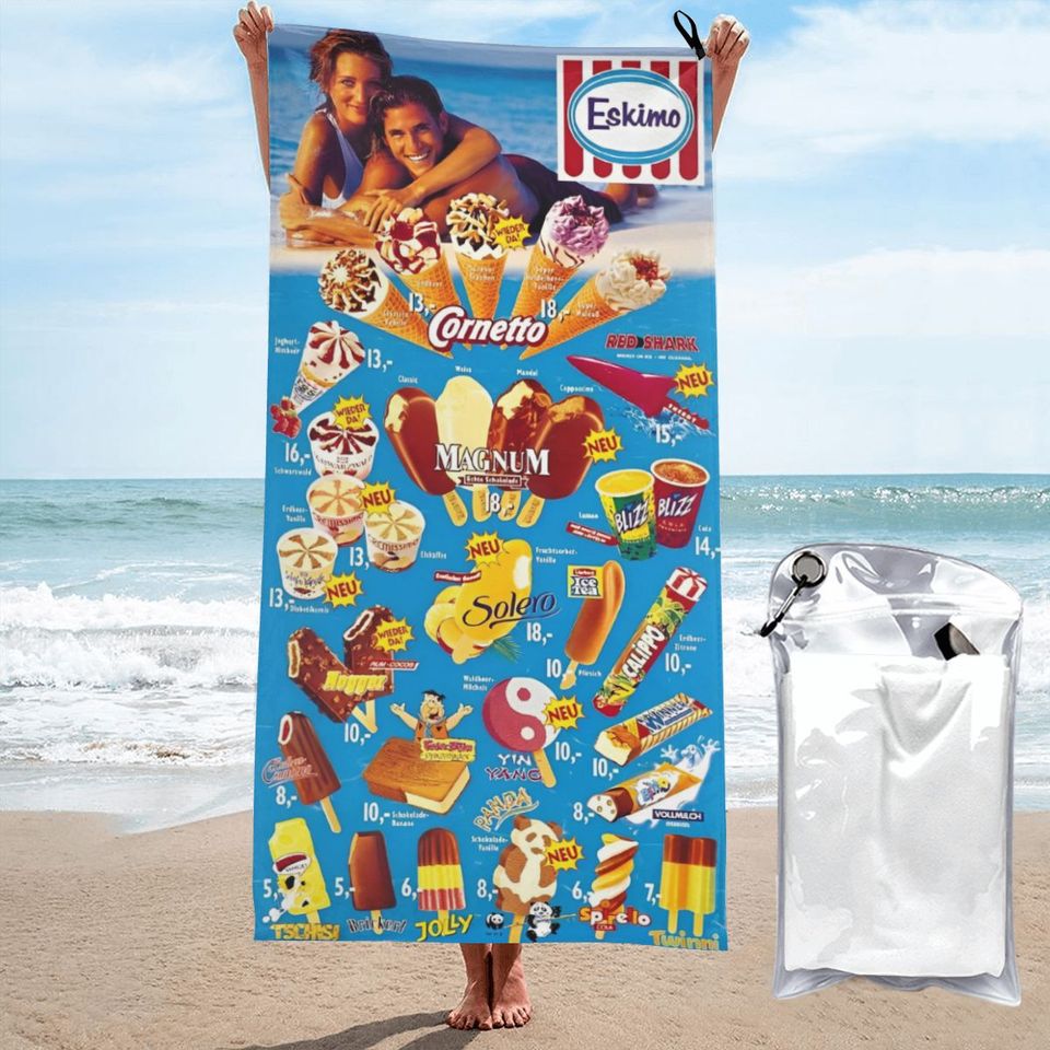 Classic Ice Cream Print Beach Towel Summer New Arrival Microfiber Pool Bath Towel