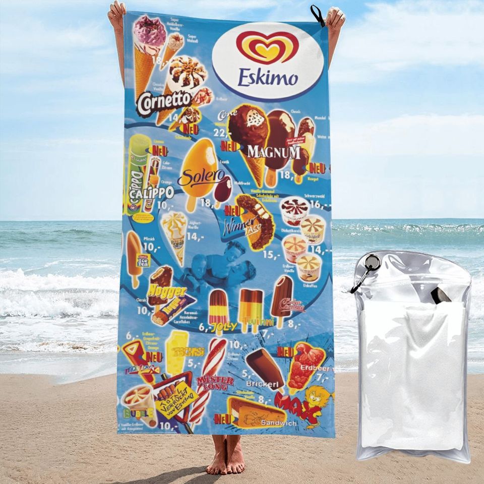 Classic Ice Cream Print Beach Towel Summer New Arrival Microfiber Pool Bath Towel