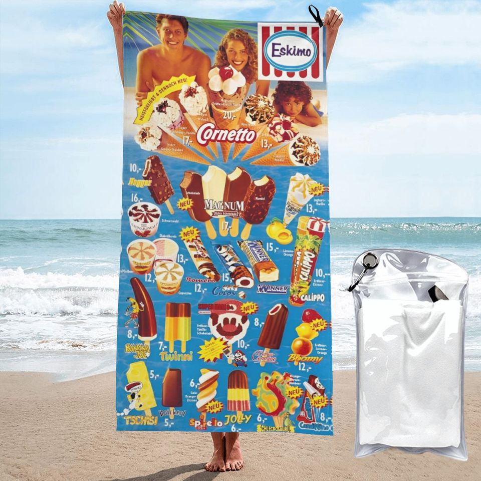 Classic Ice Cream Print Beach Towel Summer New Arrival Microfiber Pool Bath Towel