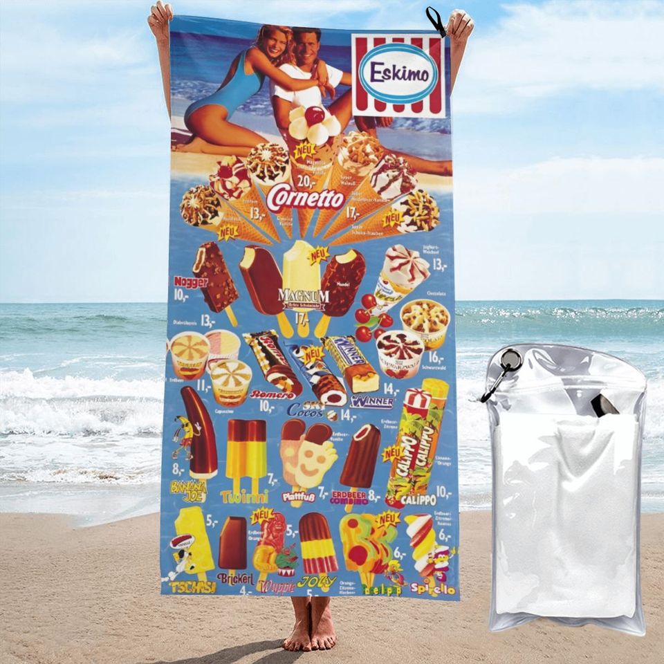 Classic Ice Cream Print Beach Towel Summer New Arrival Microfiber Pool Bath Towel