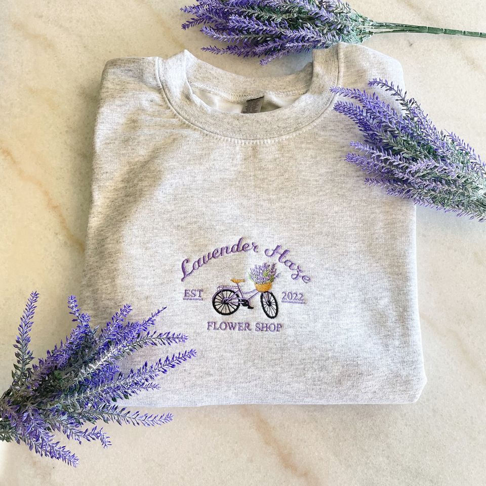 Lavender Haze Embroidered Sweatshirt, Embroidered Crewneck