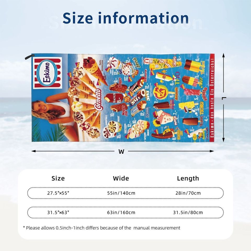 Classic Ice Cream Print Beach Towel Summer New Arrival Microfiber Pool Bath Towel