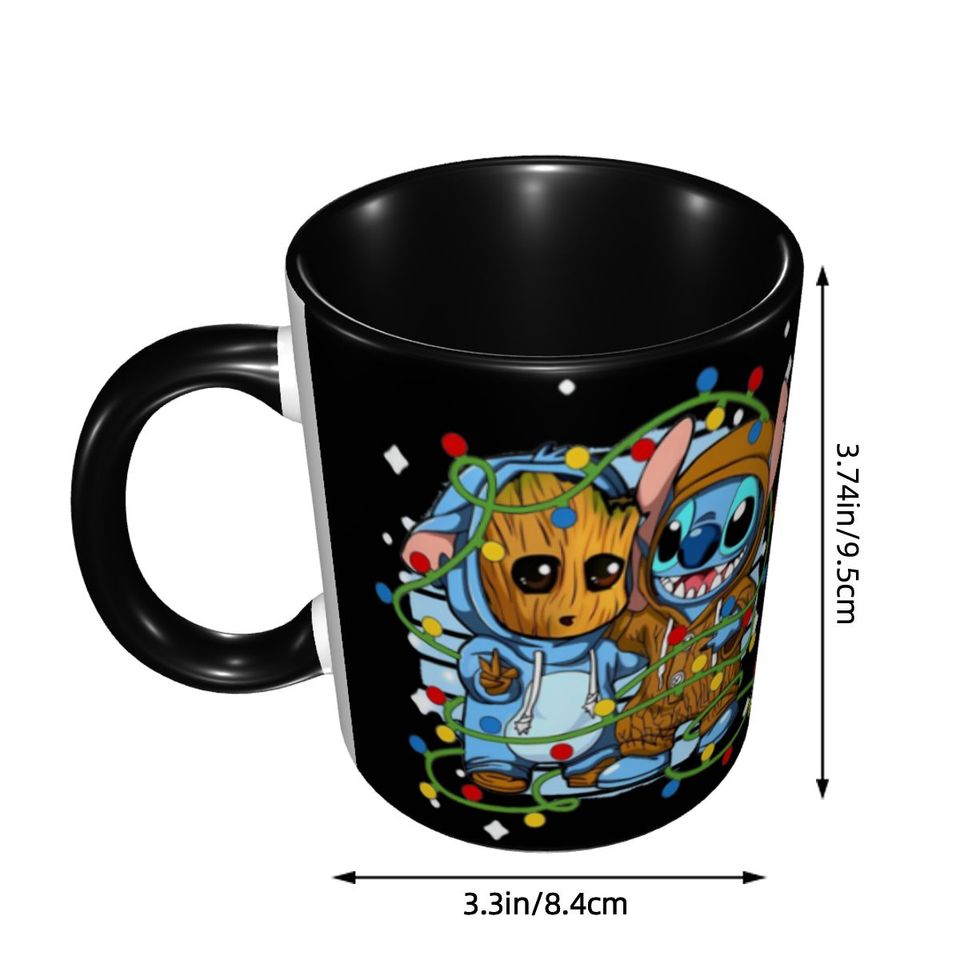 New Arrival Stitch And Baby Groot Tree Lights Merch Mugs Cute Tea Cup