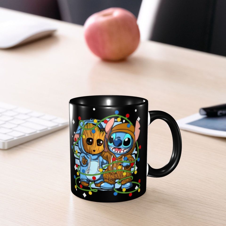 New Arrival Stitch And Baby Groot Tree Lights Merch Mugs Cute Tea Cup