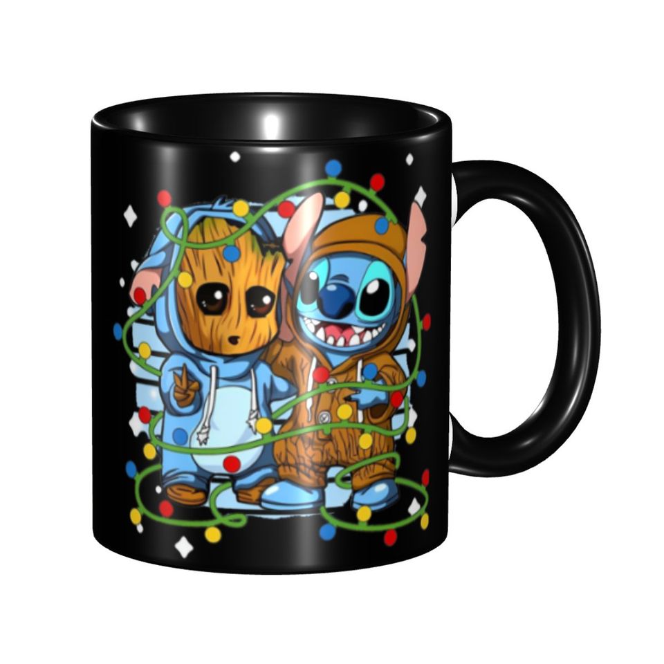 New Arrival Stitch And Baby Groot Tree Lights Merch Mugs Cute Tea Cup