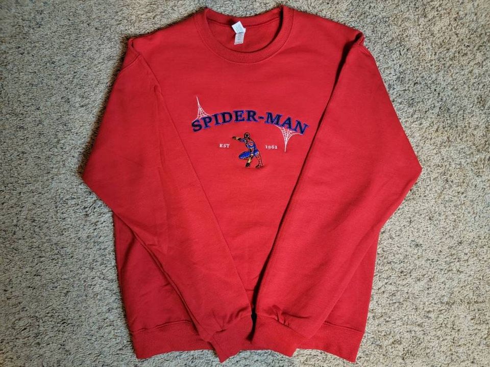 Vintage Style Spidey Embroidered Sweater/Hoodie