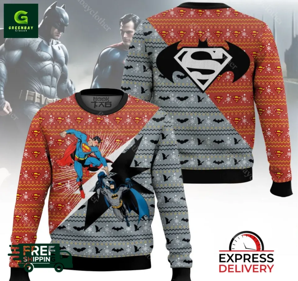 Batman Vs Superman Ugly Christmas Sweater, Unisex All Size