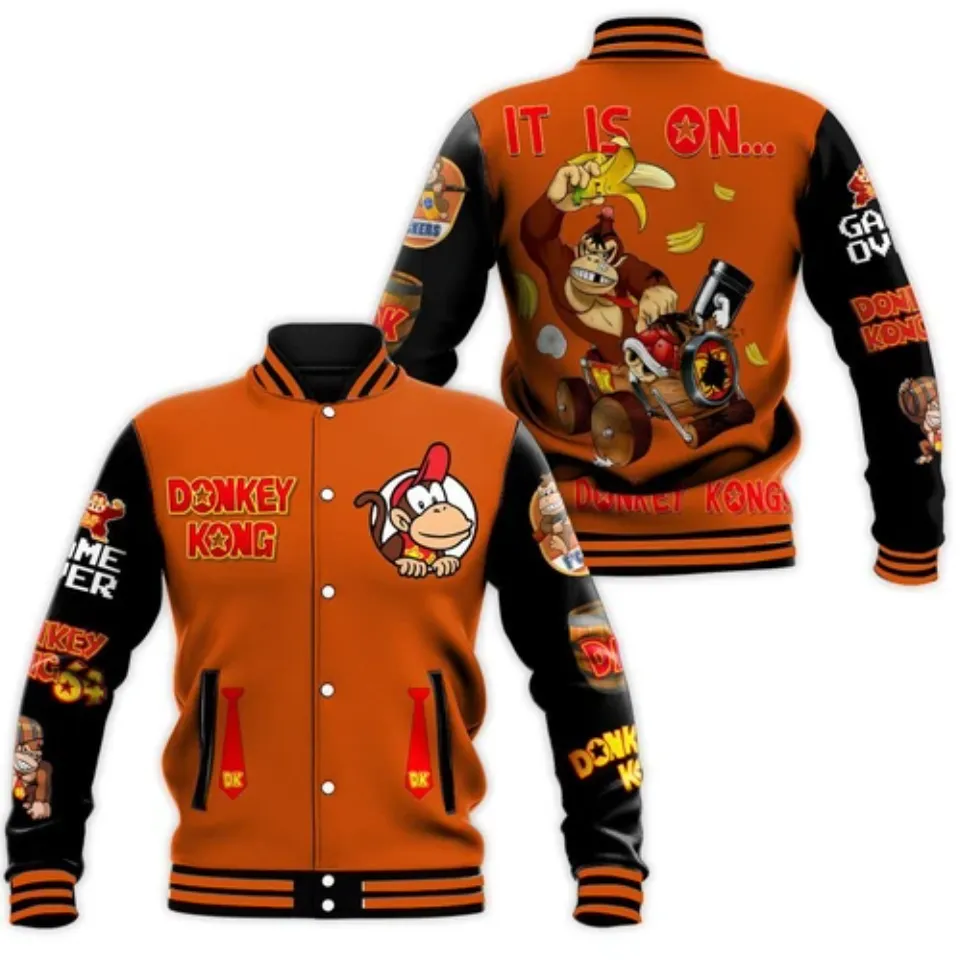 Donkey Kong Baseball Jacket, Donkey Kong Jacket, Donkey Kong Jacket Men, Kong Ba