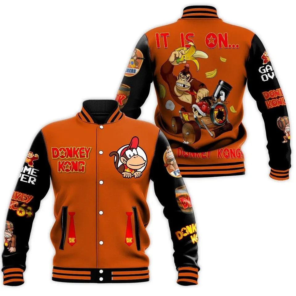 Donkey Kong Baseball Jacket, Donkey Kong Jacket, Donkey Kong Jacket Men, Kong Ba