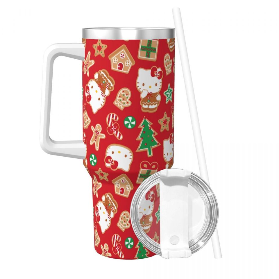 Christmas Hello Kitty Tumblers 40 oz With Handle | Christmas Gift
