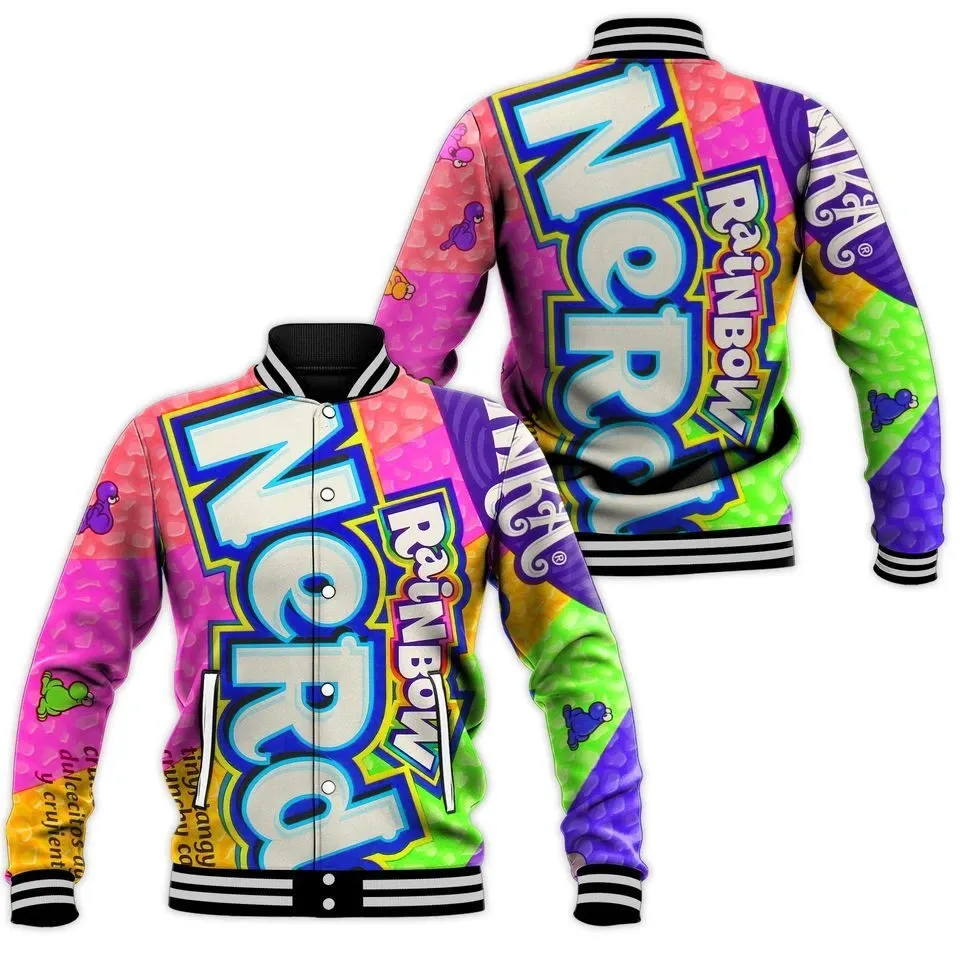 Chocolate Candy Nerds Rainbow Group Baseball Jacket