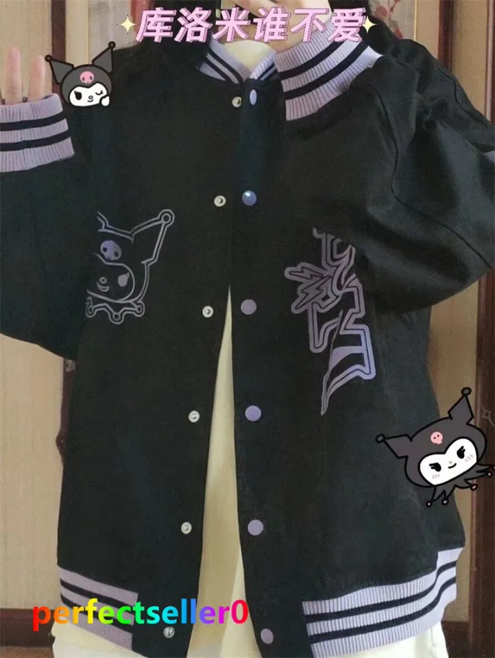 Kuromi Jacket Baseball Uniform Girls Casual Loose Baseball Clothes Pullover