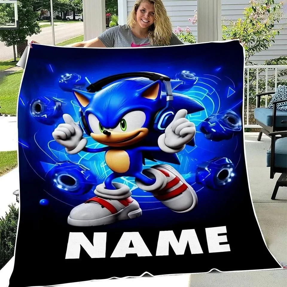 Personalized Cartoon Sonic Fleece Blanket