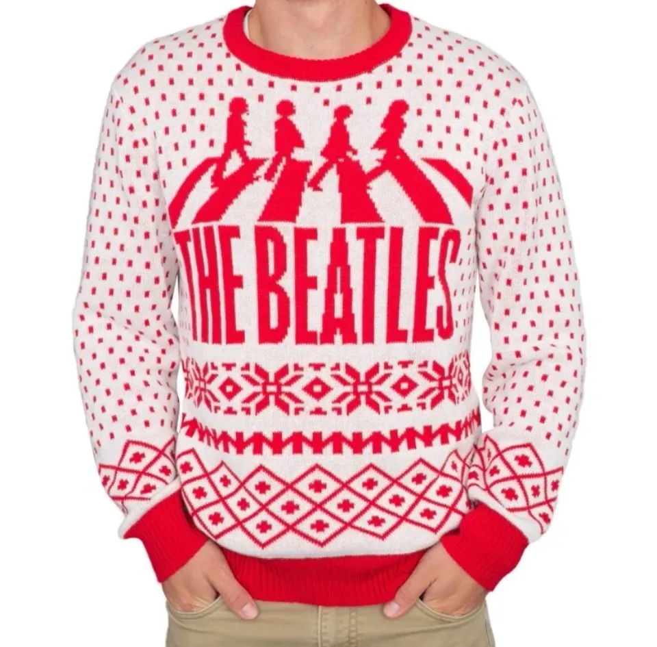 The Beatles Abbey Road Red and White Ugly Christmas Sweater