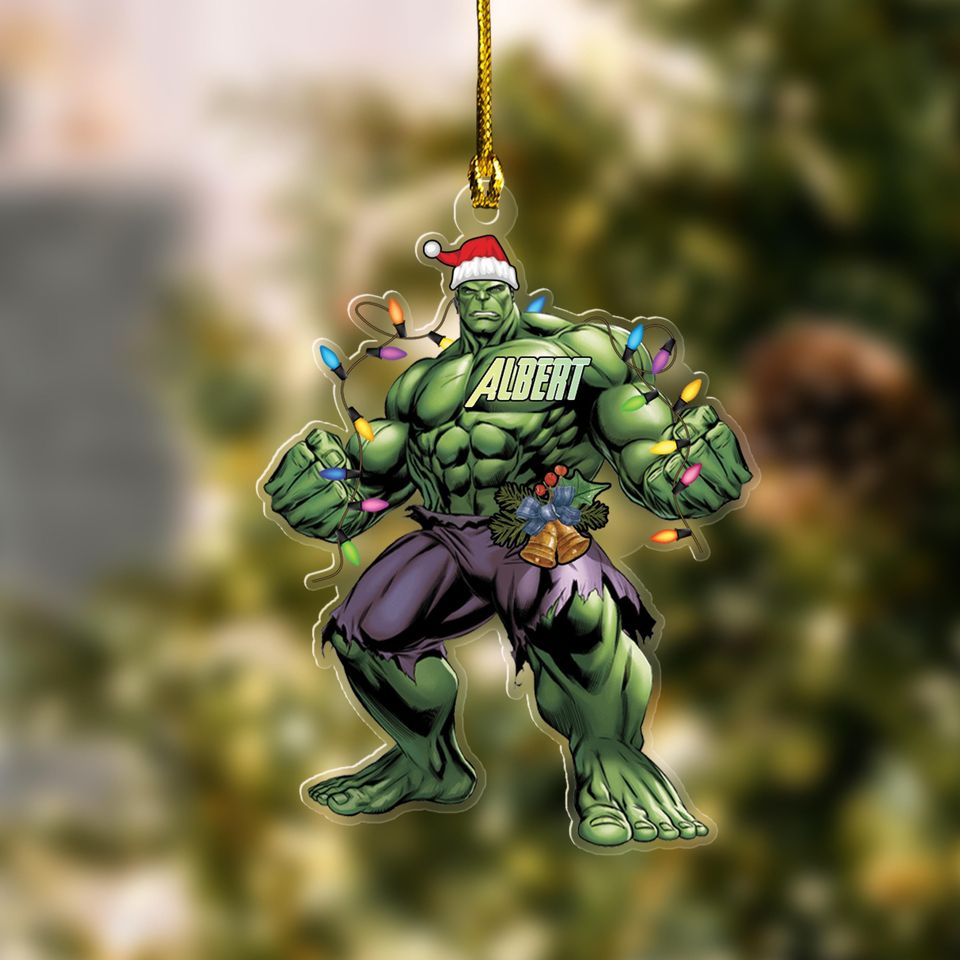 Personalized Ornament Hulk, Giant American Hero Character Xmas Ornament, Customized Christmas Tree Decor Gift For Kid