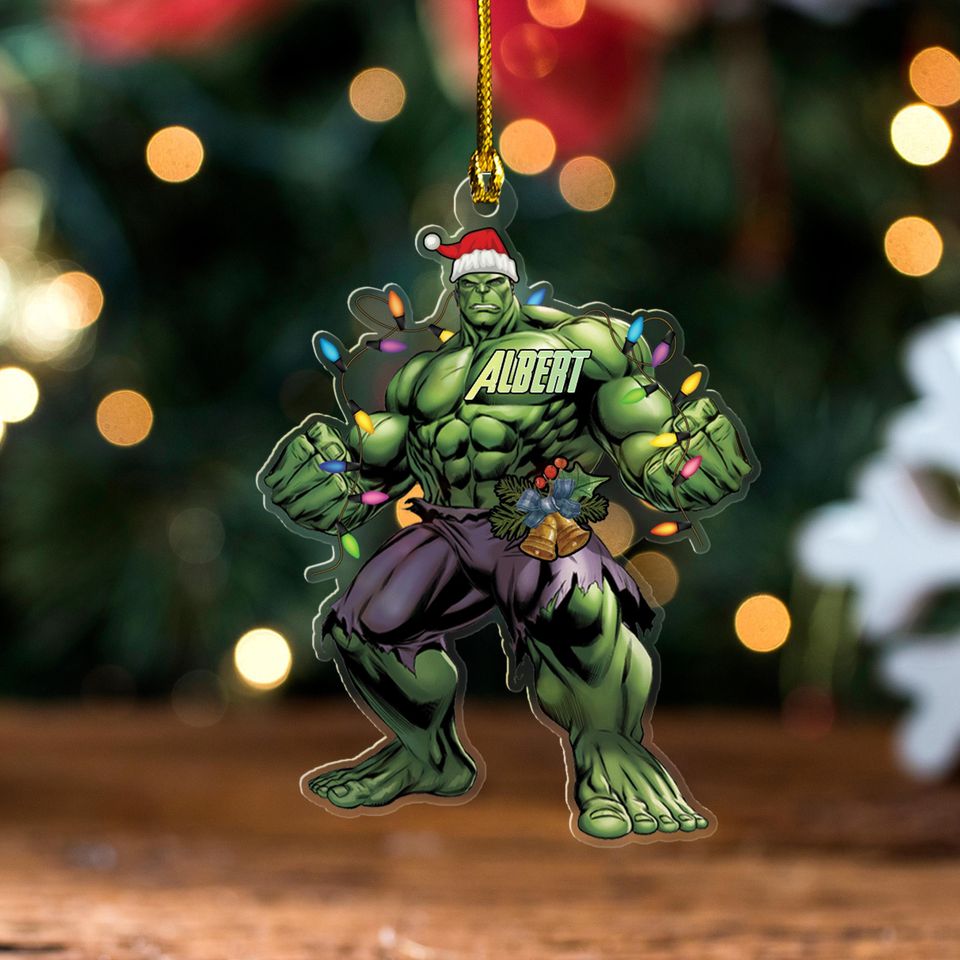 Personalized Ornament Hulk, Giant American Hero Character Xmas Ornament, Customized Christmas Tree Decor Gift For Kid