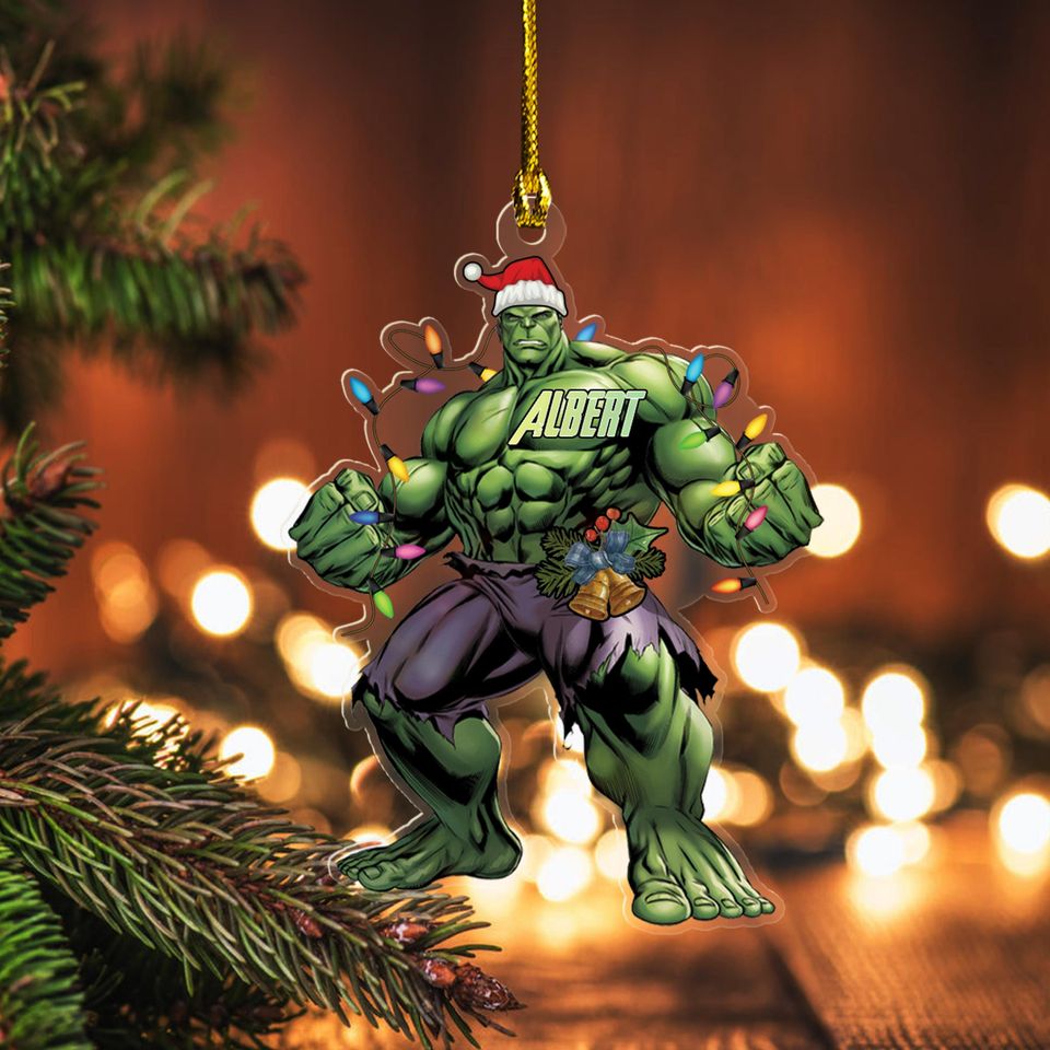 Personalized Ornament Hulk, Giant American Hero Character Xmas Ornament, Customized Christmas Tree Decor Gift For Kid