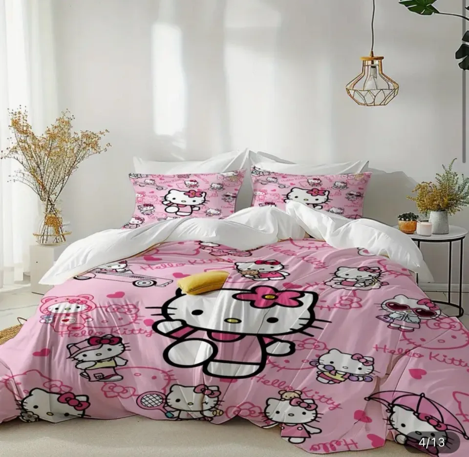Hello Kitty Bedding Set | Cartoon Bedding Set | Gift For Kid