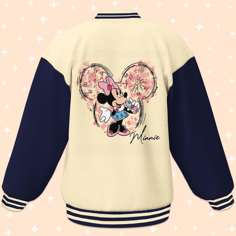 Personalize Minnie Mouse Music, Adult Varsity Jacket, Personalized Disney Jacket, Baseball Jacket