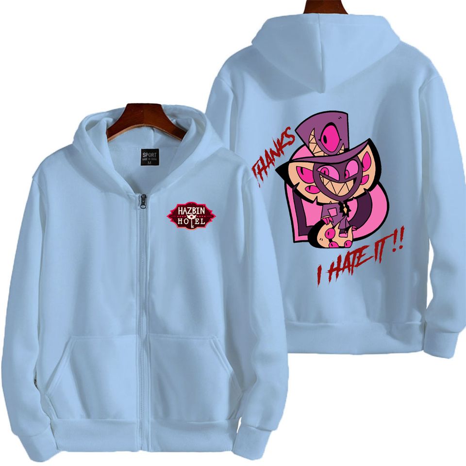 I Hate It Hazbin Hotel Men Zip Up Hoodie