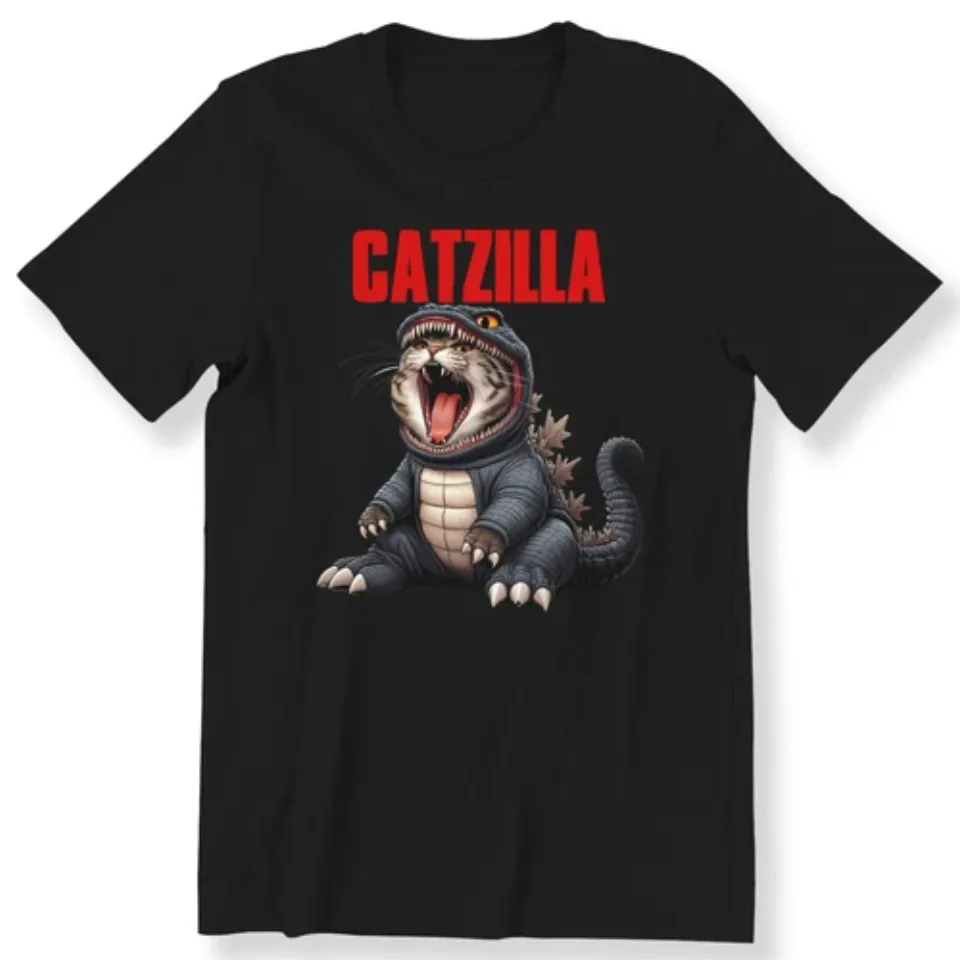 Funny Cat Catzilla  Mens Ladies Kids Adult Cat Lovers Cute Gift T-shirt