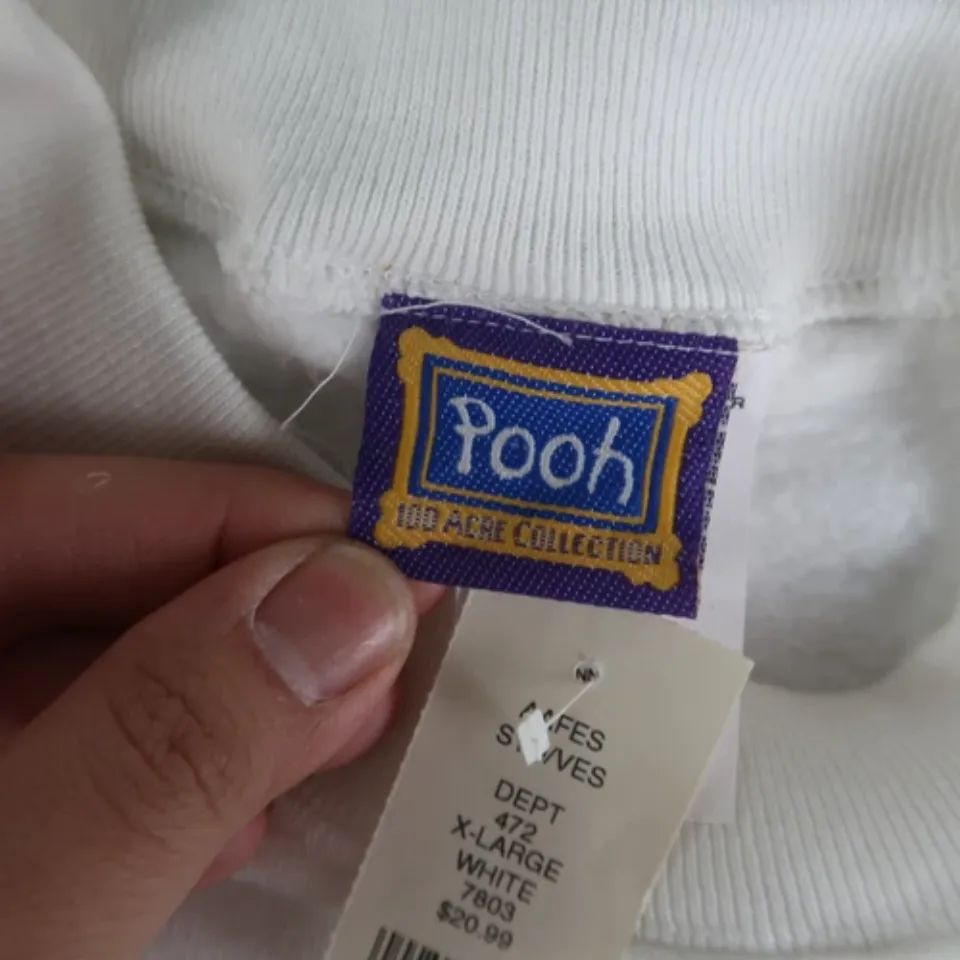 Vintage 90s Pooh Crewneck Sweatshirt Mens XL White Embroidered Made In USA