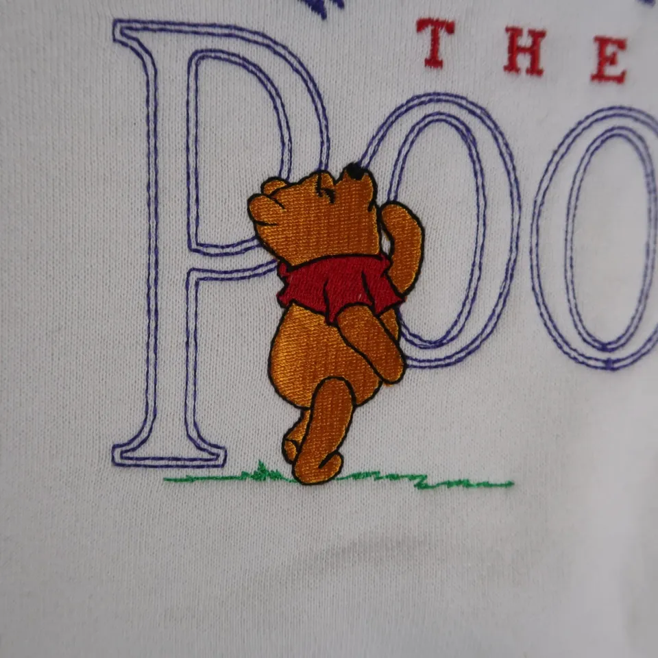 Vintage 90s Pooh Crewneck Sweatshirt Mens XL White Embroidered Made In USA