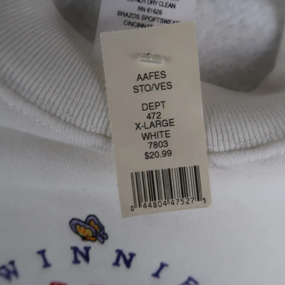 Vintage 90s Pooh Crewneck Sweatshirt Mens XL White Embroidered Made In USA