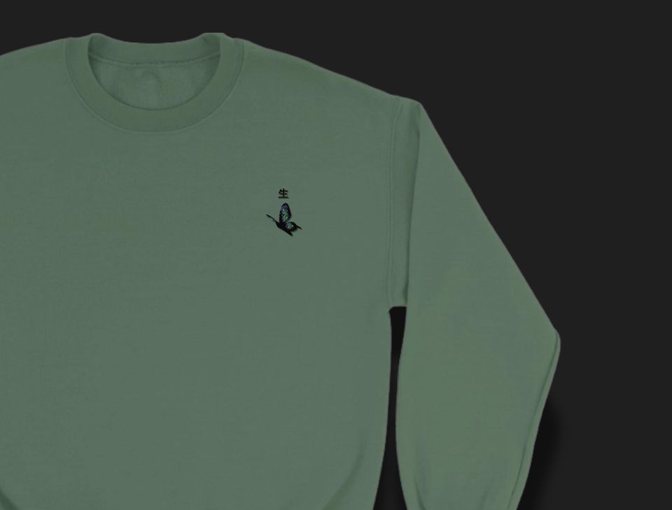 Toky Ghoul Inspired Crewneck Sweatshirt | Minimalist Embroidered Butterfly Design | Unisex Anime Sweatshirt | Subtle Toky Ghoul Merch