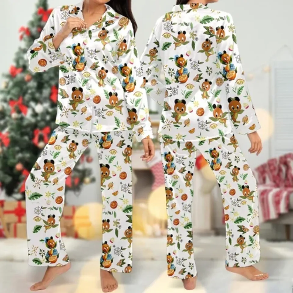 Orange Bird Pattern Summer Vacation Shirt, Cartoon Magic Kingdom Outfit