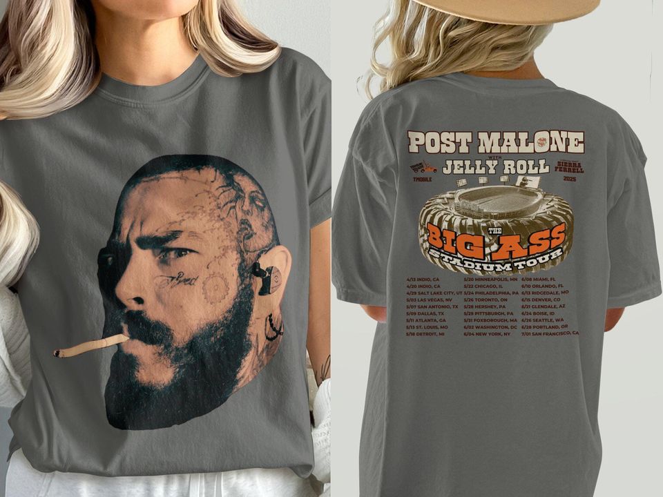 Big Face  Post Malone Post Malone Tour  Double Sidesd T Shirt