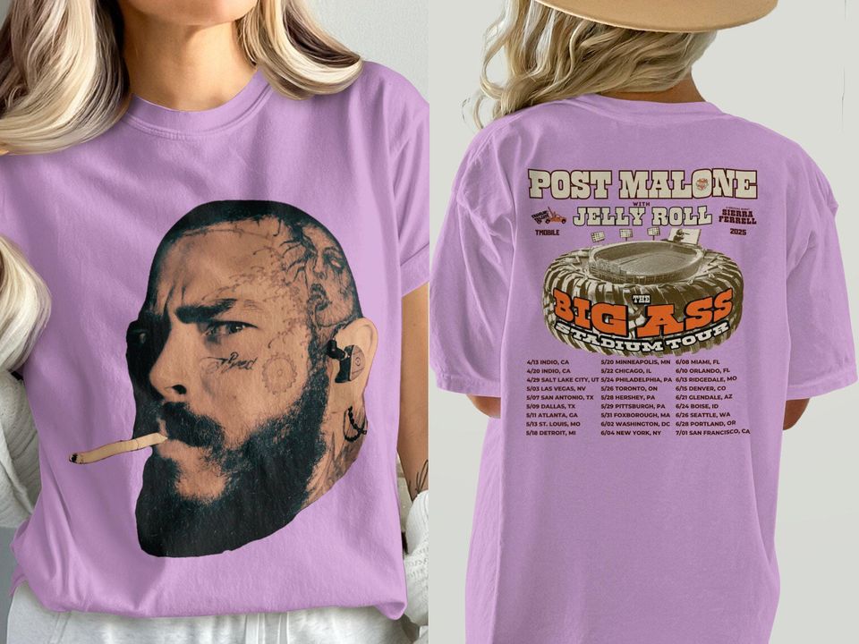 Big Face  Post Malone Post Malone Tour  Double Sidesd T Shirt