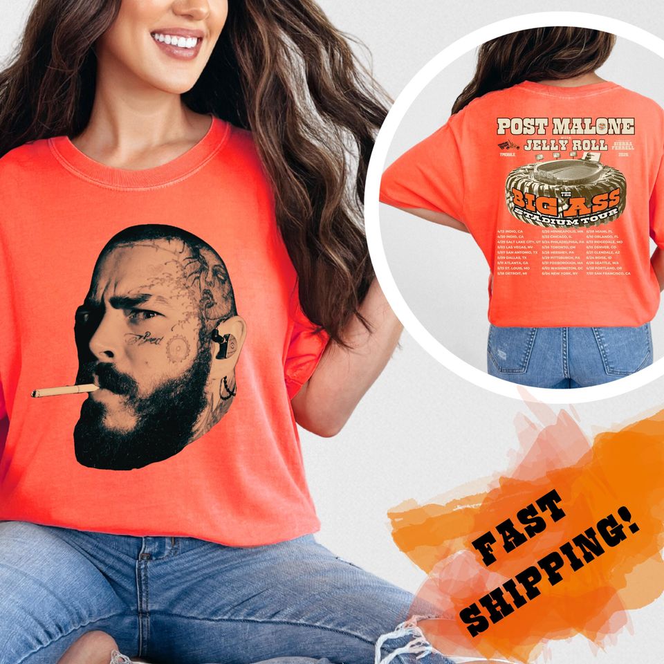 Big Face  Post Malone Post Malone Tour  Double Sidesd T Shirt