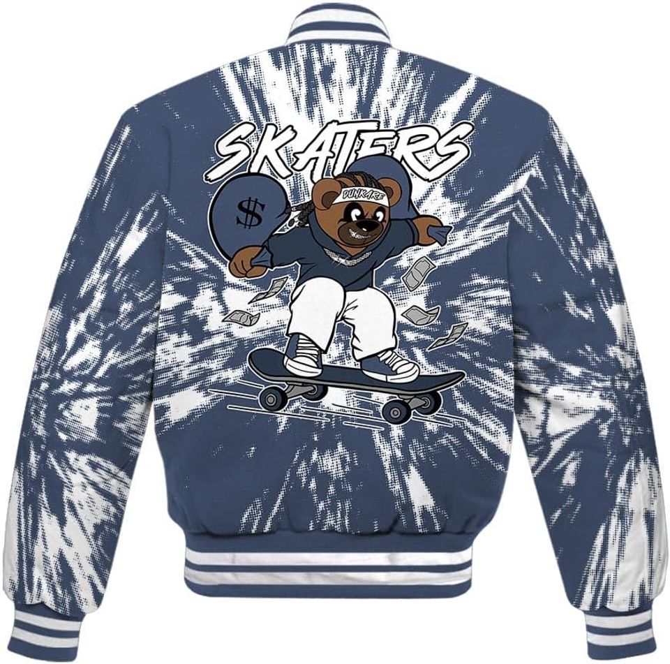 Dunkare Low Diffused Blue 11s Baseball Jacket - Skaters Bear Luxury Varsity Jacket Unisex New