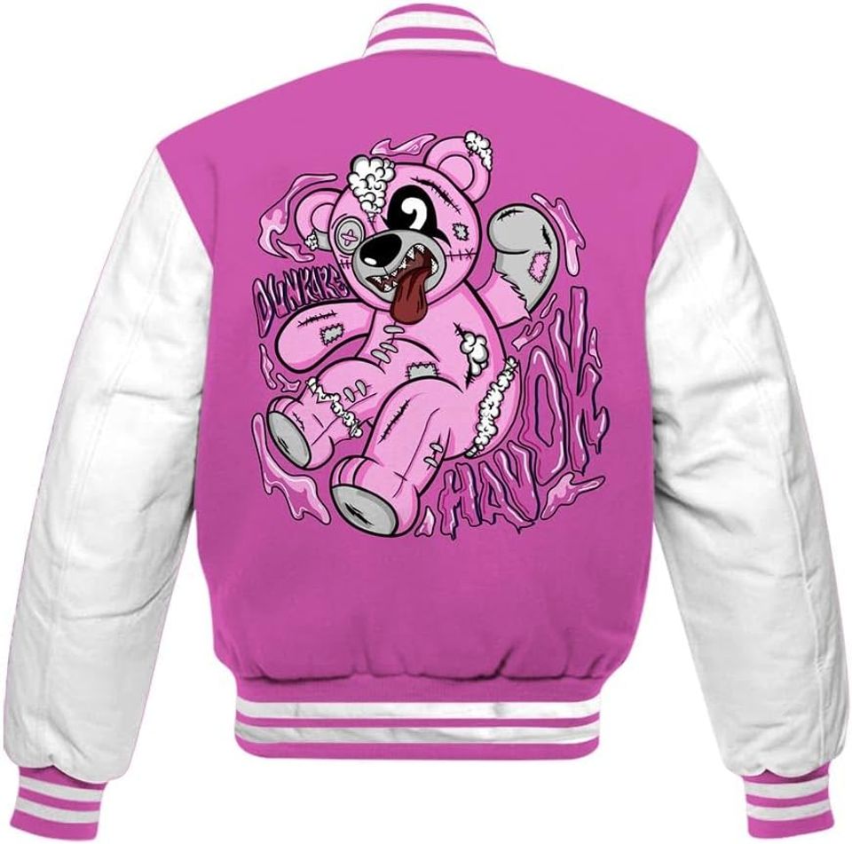 Dunkare Hyper Violet 4s Baseball Jacket - Havok Bear Vasity Jacket Unisex New