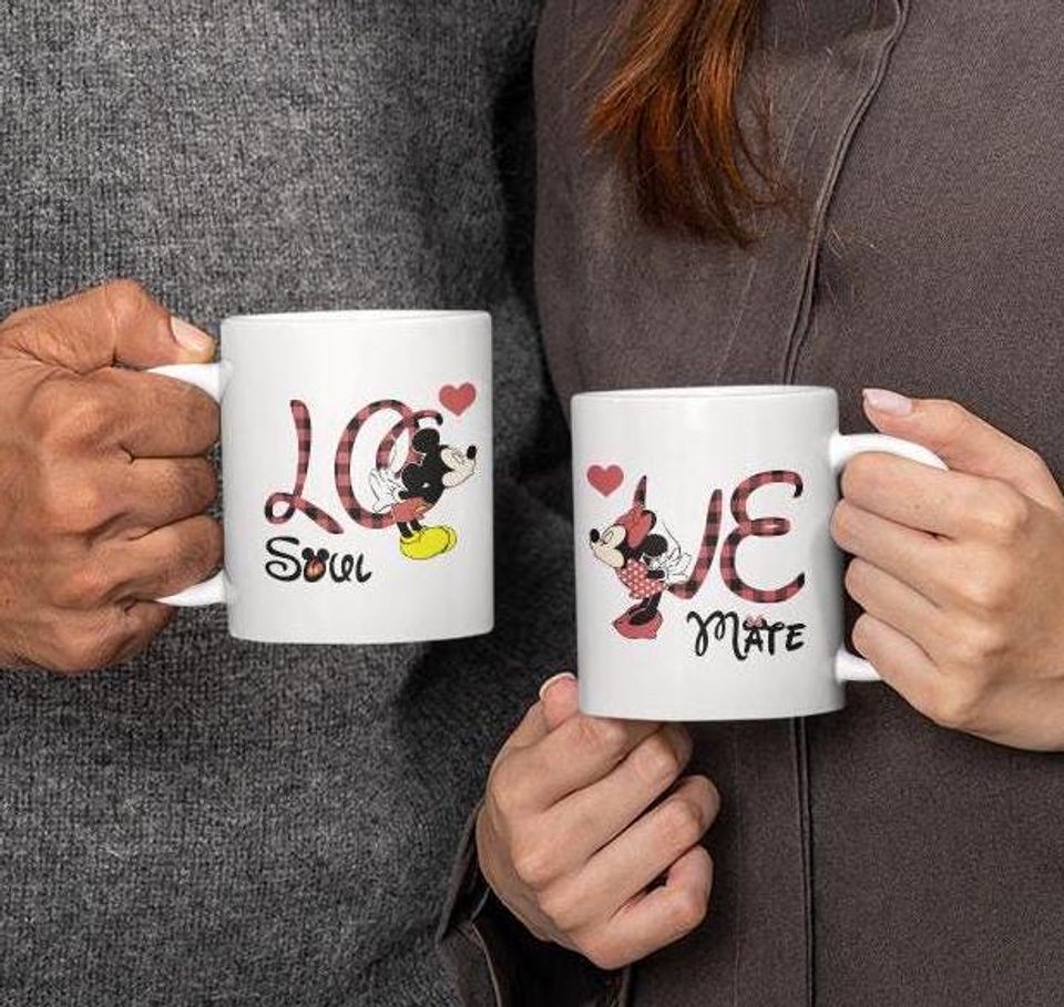 Valentine Couple Mug, Couple Minnie Mickey Coffee Mug, Couple Love Gift, Girlfriend Gift, Romantic Gift for Boyfriend, Valentine Ceramic Mug