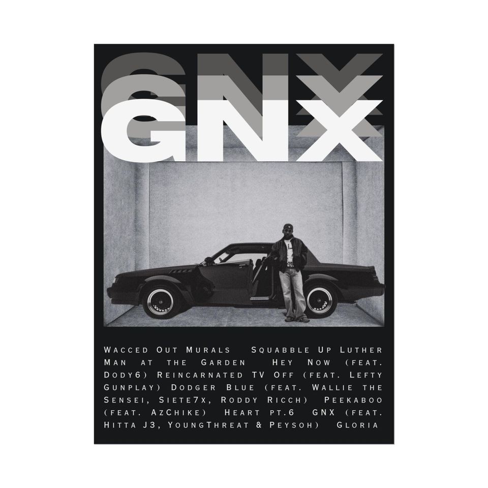 GNX Kendrick Lamar Album TrackSheet Posters